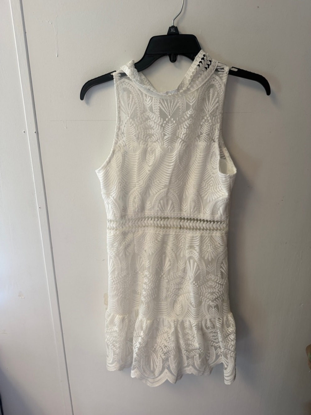 SHEIN White Lace High-Neck Mini Dress
